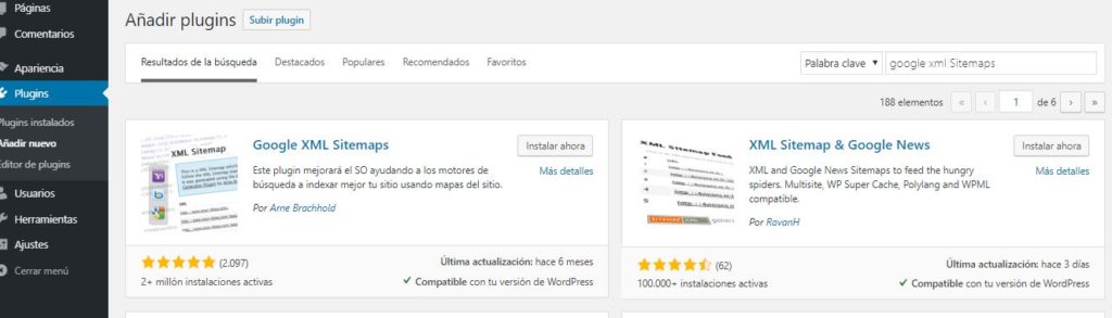 mapa del sitio con google xml sitemap