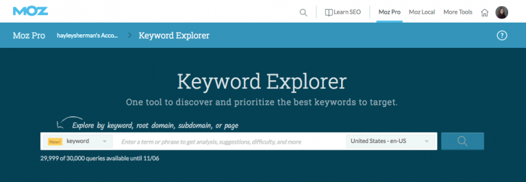 moz keyword explorer