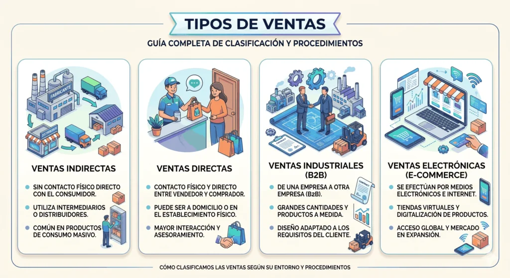 Infografía sobre los tipos de ventas industriales y electrónicas - EM Solutions